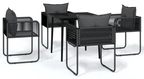 3099084 vidaXL Градински трапезен комплект, 5 части, черен