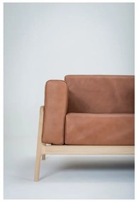 Диван от коняк кафява биволска кожа с масивна дъбова конструкция , 210 см Fawn - Gazzda