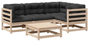 3299423 vidaXL Градински комплект мека мебел 5 части с възглавници бор масив