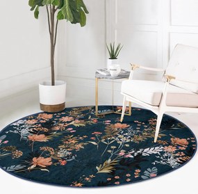 Тъмносин кръгъл килим подходящ за пране и за прахосмукачки роботи ø 120 cm Comfort – Mila Home