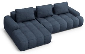 Тъмносин сгъваем/с място за съхранение ъглов диван (ляв ъгъл) Linz – Cosmopolitan Design