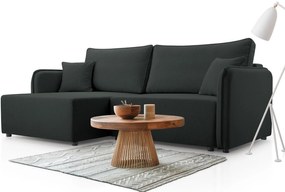 Ъглов диван Melody-Тъмно сиво-Ляв