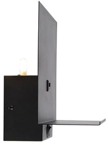 Модерен стенен аплик черен с USB връзка - Flero