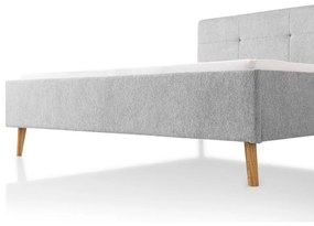 Светлосиво двойно легло 180x200 cm тапицирано без ламелно дъно Smart – Meise Möbel