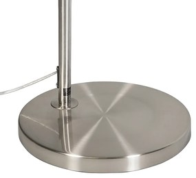 Модерна аркообразна подова лампа стомана с бял платнен абажур - Arc Basic