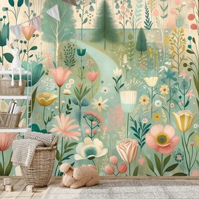 Самозалепващ тапет – Пастелна цветна поляна