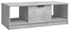 811353 vidaXL Маса за кафе, бетонно сива, 102x50x36 см, инженерно дърво