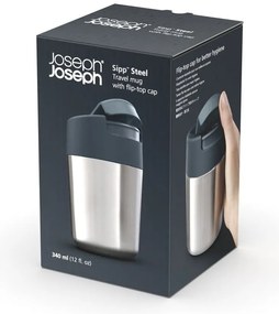 Чаша за пътуване в тъмно синьо лъскаво сребро 340 ml Sipp - Joseph Joseph