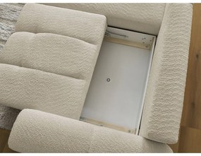 Бежов сгъваем/с място за съхранение ъглов диван от прежда с примки от букле (ляв ъгъл) Roxelane – Bobochic Paris