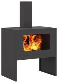 Sonata H Огнище с комин Черно 60x40x96 см Стомана