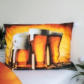 Единично памучно спално бельо в кехлибарен цвят 140x200 cm Beer – Jerry Fabrics