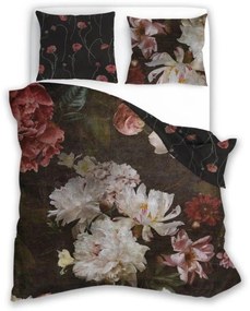 Чаршафи с памучен сатен - божур на тъмен фон 3 časti: 1ks 220x200 + 2ks 70x80