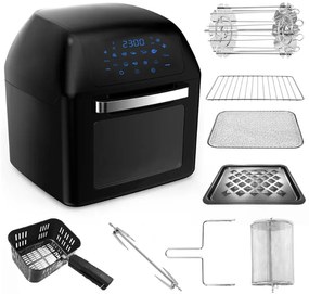 Мултифункционална фурна с горещ въздух ZEPHYR ZP 1980 AO PRO С ПОДАРЪК СПРЕЙ ЗА ОЛИО, 1500W, 12 литра, 8 приставки, 10 функции, Черен