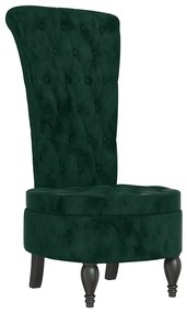 352466 vidaXL Стол с висока облегалка, тъмнозелен, кадифе, дизайн на копчета