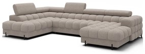 Бежов разтегателен ъглов диван от букле (ляв ъгъл U форма) Feraria – ELTAP
