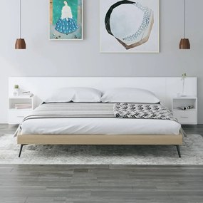 3115740 vidaXL Горна табла за легло с шкафчета, бяла, инженерно дърво