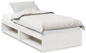 3324596 vidaXL Дневно легло с матрак, бял, 90x200 см, борово дърво масив