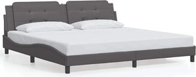 3208208 vidaXL Рамка за легло без матрак Zadar, сива, 200x200 см, изкуствена кожа