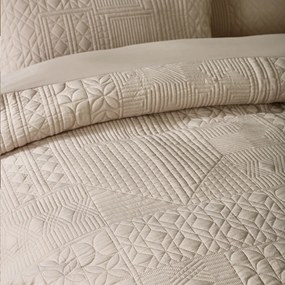 Бежово двойно удължено спално бельо 230x220 cm Folkstone Geo – Catherine Lansfield