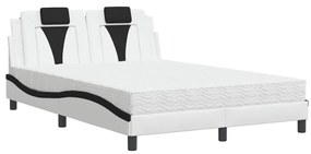 3208788 vidaXL Легло с матрак, бяло и черно, 120x200 см, изкуствена кожа