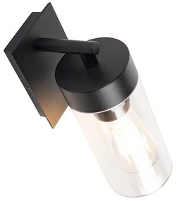 Модерна външна стенна лампа черна с прозрачно стъкло - Rullo