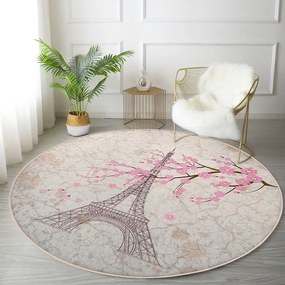 Светлорозов кръгъл килим подходящ за пране и за прахосмукачки роботи ø 120 cm Comfort – Mila Home