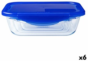 Херметическа Кутия за Обяд Pyrex Cook &amp; Go 20,5 x 15,5 x 6 cm Син 800 ml Cтъкло (6 броя)