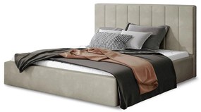 Бежово двойно легло 200x200 cm тапицирано с място за съхранение с включена подматрачна рамка Audrey – ELTAP
