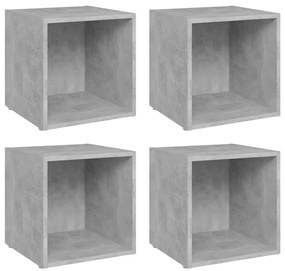 805512 vidaXL ТВ шкафове, 4 бр, бетонно сиви, 37x35x37 см, инженерно дърво