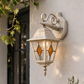 Винтидж външен стенен фенер бежов с антично злато IP44 - Antigua Down