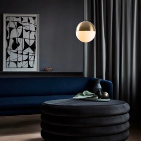 Бяло и златисто висящо осветително тяло със стъклен абажур ø 20 cm Bastos – Opviq lights