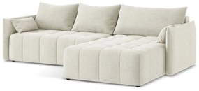 Бежов разтегателен ъглов диван с място за съхранение (десен ъгъл) Moku – Makamii