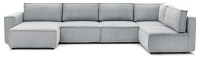Светлосив ъглов U-образен диван от велур, десен ъгъл Nihad modular - Bobochic Paris