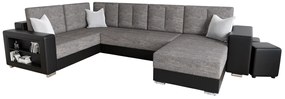 Разтегателен диван в П-образна форма JENER, 326x90x180, kornet 02/sioux черен, ляв