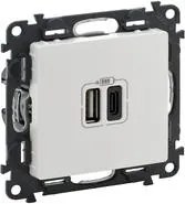 Legrand Розетка 2хUSB за зареждане тип A+C 3A 15W цвят Бял Valena Life - 753106