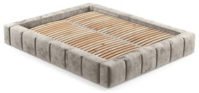 Бежово тапицирано двойно легло с място за съхранение с включена подматрачна рамка 160x200 cm Aruba L – Maison de Rêve