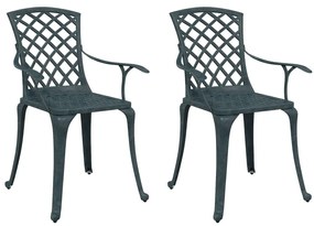 4002802 vidaXL Градински столове, 2 бр, зелени, лят алуминий