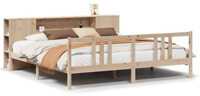 3322287 vidaXL Легло с етажерка за книги, без матрак, 180x200 см, бор масив