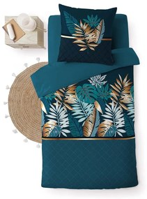 Единично памучно спално бельо в петролен цвят 140x200 cm Alianor – douceur d'intérieur