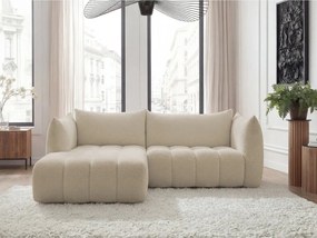 Бежов ъглов диван от прежда с примки от букле (ляв ъгъл) Azra – Bobochic Paris