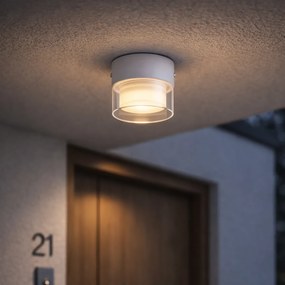 Модерна таванна лампа бяла с прозрачно стъкло - Puck