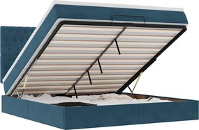 3313563 vidaXL Османска легло с матраци, тъмносиньо, 180x200 см, кадифе