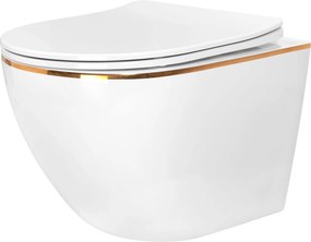Тоалетна чиния Rea Carlo white Mini Flat Gold Edge