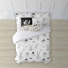 Покривало за одеяло Looney Tunes Looney B&amp;W Бял black 240 x 220 cm