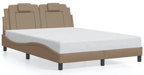 3208100 vidaXL Рамка за легло Viana без матрак, капучино, 140x200 см, изкуствена кожа