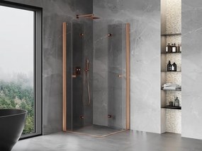 Mexen Mist-F Duo сгъваема душ кабина 80 x 80 см, прозрачна, четкана мед - 8A6-080L-080P-65-00