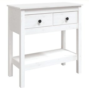 814620 vidaXL Конзолна маса бяла 75x35x75 см борово дърво масив