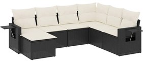 3252833 vidaXL Градински комплект диван с възглавници 7 части черен полиратан