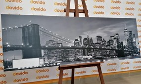 Картина на платно – Омагьосващ мост в Бруклин в черно и бяло