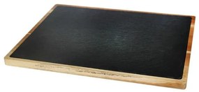 Дървена дъска за презентация с каменна плоча правоъгълна 30х20х1.5см (плоча-26х16см) (SLWD-PL-RE-3020) - Horecano